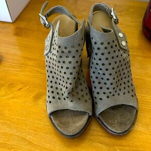 Rag & Bone Wyatt Heel in Perforated Warm Grey Suede
